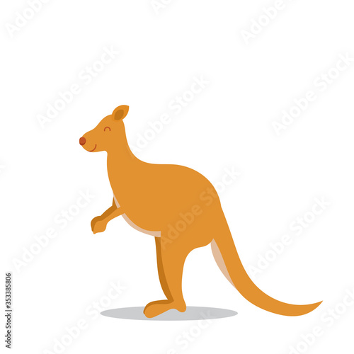 Cute Cartoon kangaroo  isolated on white background. Vector illustration