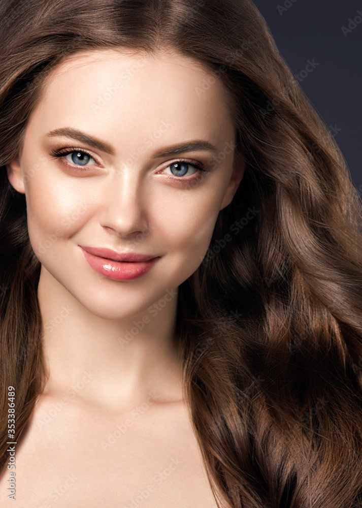 Beauty long hair woman curly hairstyle natural makeup Beauty long hair woman curly hairstyle natural makeup