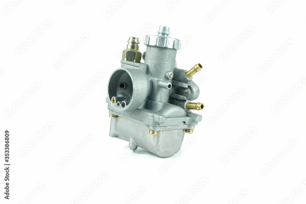 Carburetor for motorcycle, isolated on white background Carburetor for motorcycle, isolated on white background
