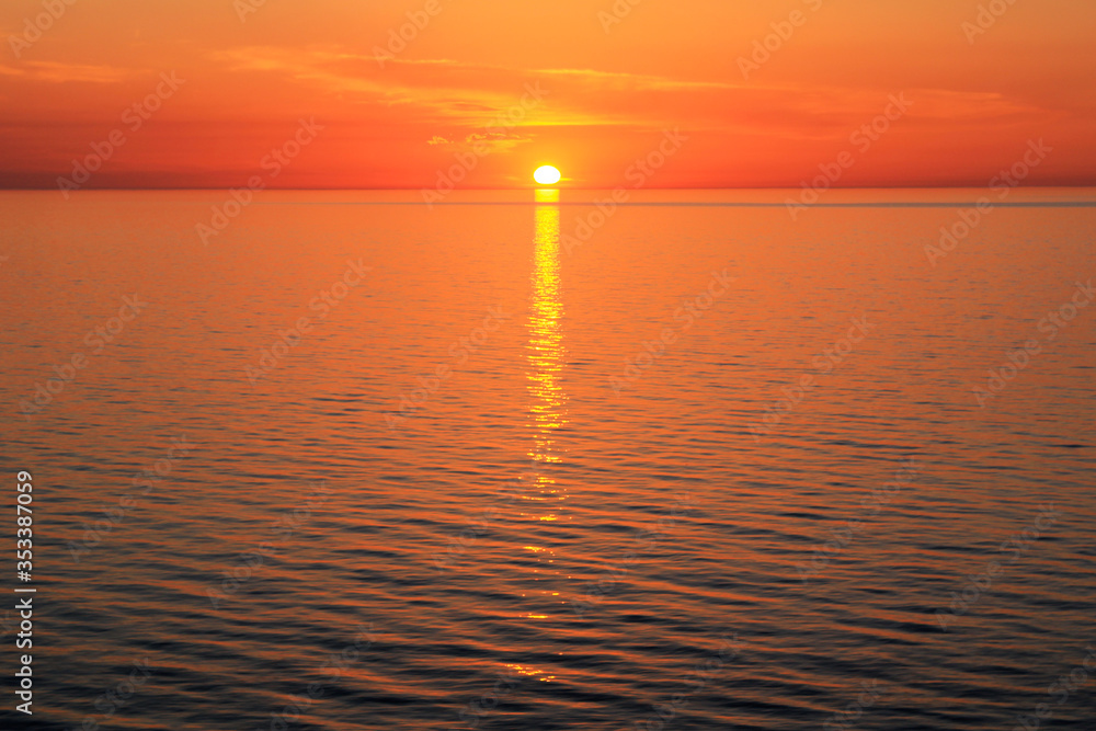 Colorful sunset in Black sea, Adjara, Georgia
