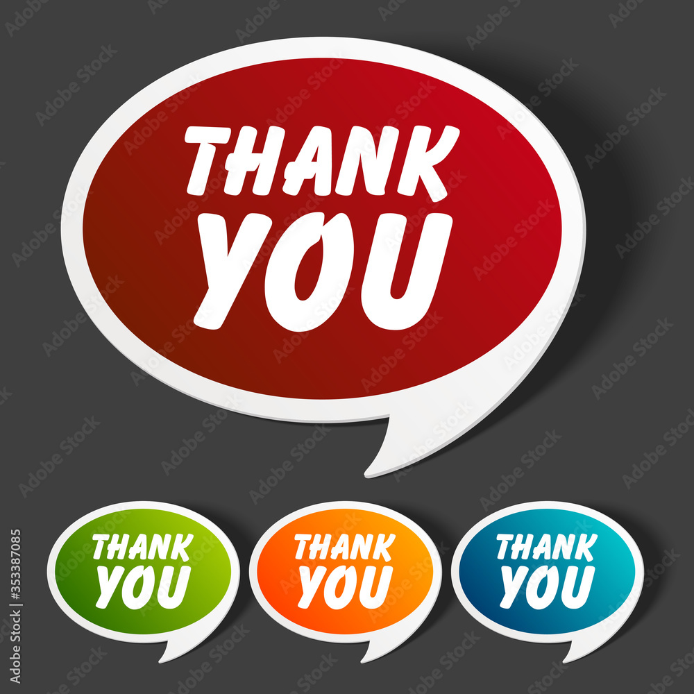 Set of speech bubbles with gratitude vector illustration Set of speech bubbles with gratitude vector illustration