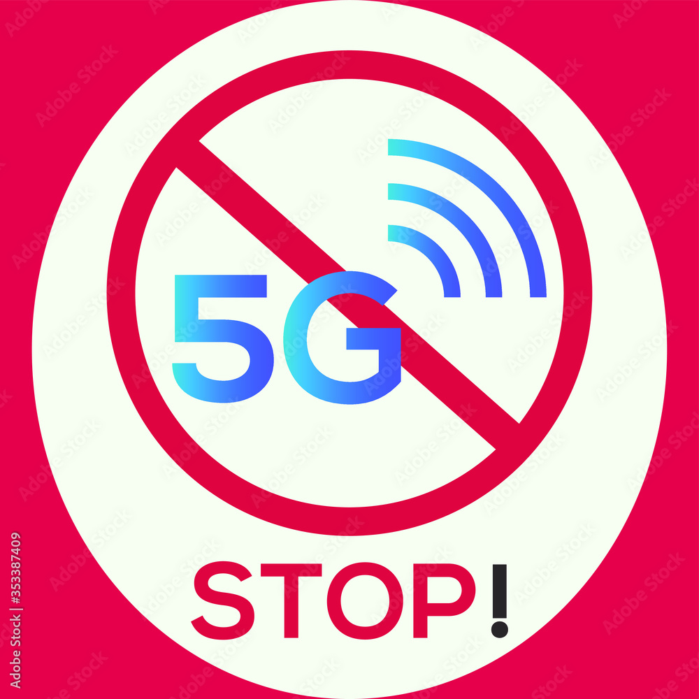 Stop 5G now flat design vector concept Stop 5G now flat design vector concept