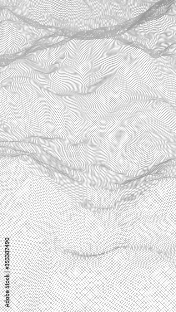 Abstract landscape on a white background. Cyberspace grid. hi tech network. 3d illustration Abstract landscape on a white background. Cyberspace grid. hi tech network. 3d illustration