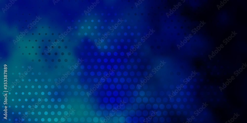 Dark BLUE vector backdrop with dots. Glitter abstract illustration with colorful drops. Pattern for wallpapers, curtains.