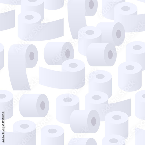 Toilet paper seamless pattern. Repetitive vector pattern of toilet paper rolls. 