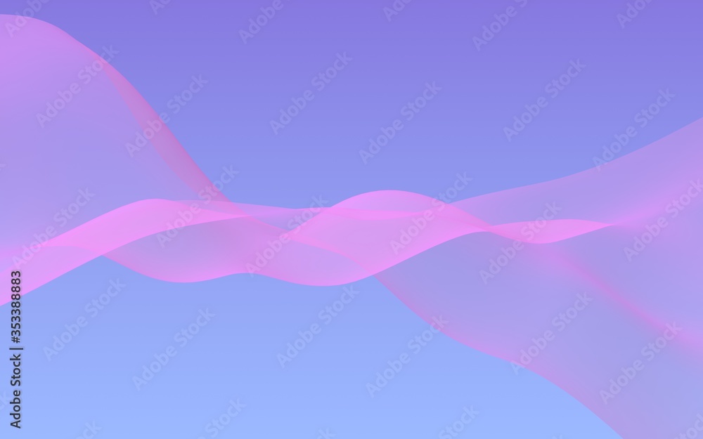 Pink wave on blue sky abstract background. Fluttering pink scarf. Waving on wind pink fabric. 3D illustration Pink wave on blue sky abstract background. Fluttering pink scarf. Waving on wind pink fabric. 3D illustration