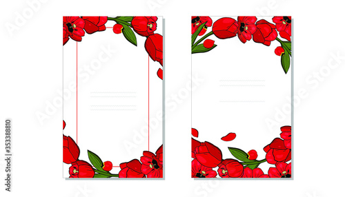 Vector illustration of beautiful red tulips decoration layout. Design for invitation