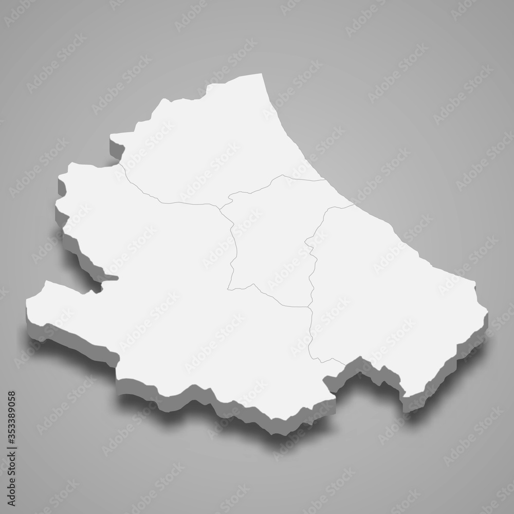 Abruzzo 3d map region of Italy Template for your design