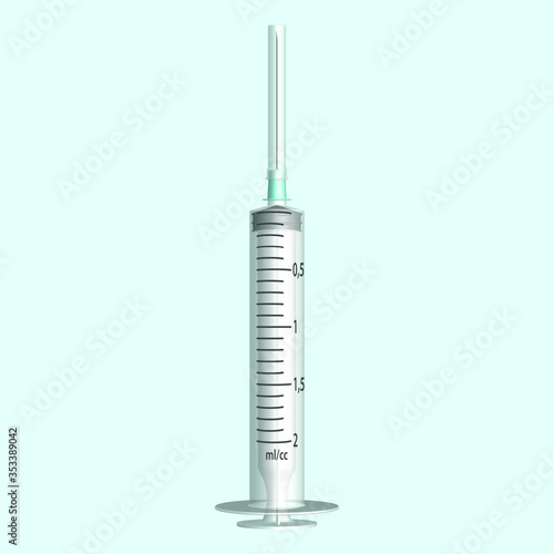 Injection syringe on a white background