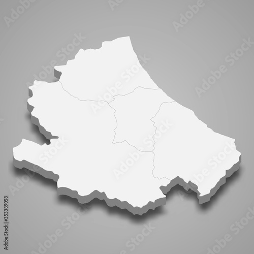 Abruzzo 3d map region of Italy Template for your design