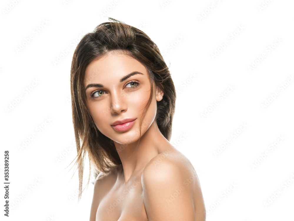 Clean skin woman long beautiful hairstyle natural fshion beauty portrait Clean skin woman long beautiful hairstyle natural fshion beauty portrait