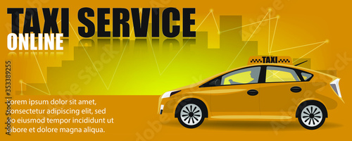 Design template for advertising banner for taxi service online.