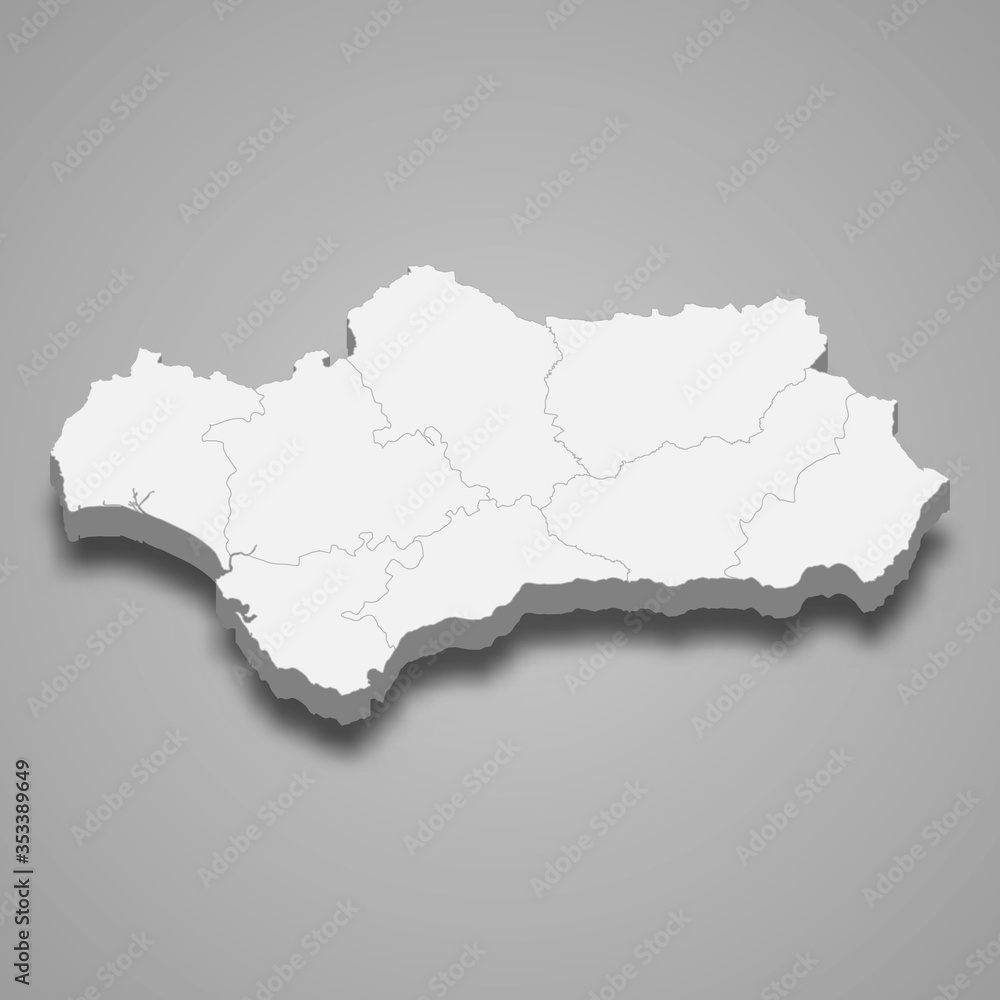 Andalusia 3d map region of Spain Template for your design Andalusia 3d map region of Spain Template for your design