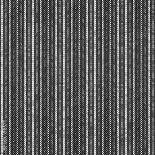 Abstract Striped Knitted Pattern. Vector Seamless Knit Texture with Shades of Grey Colors
