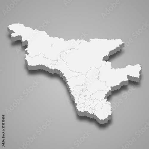 Amur oblast 3d map region of Russia Template for your design