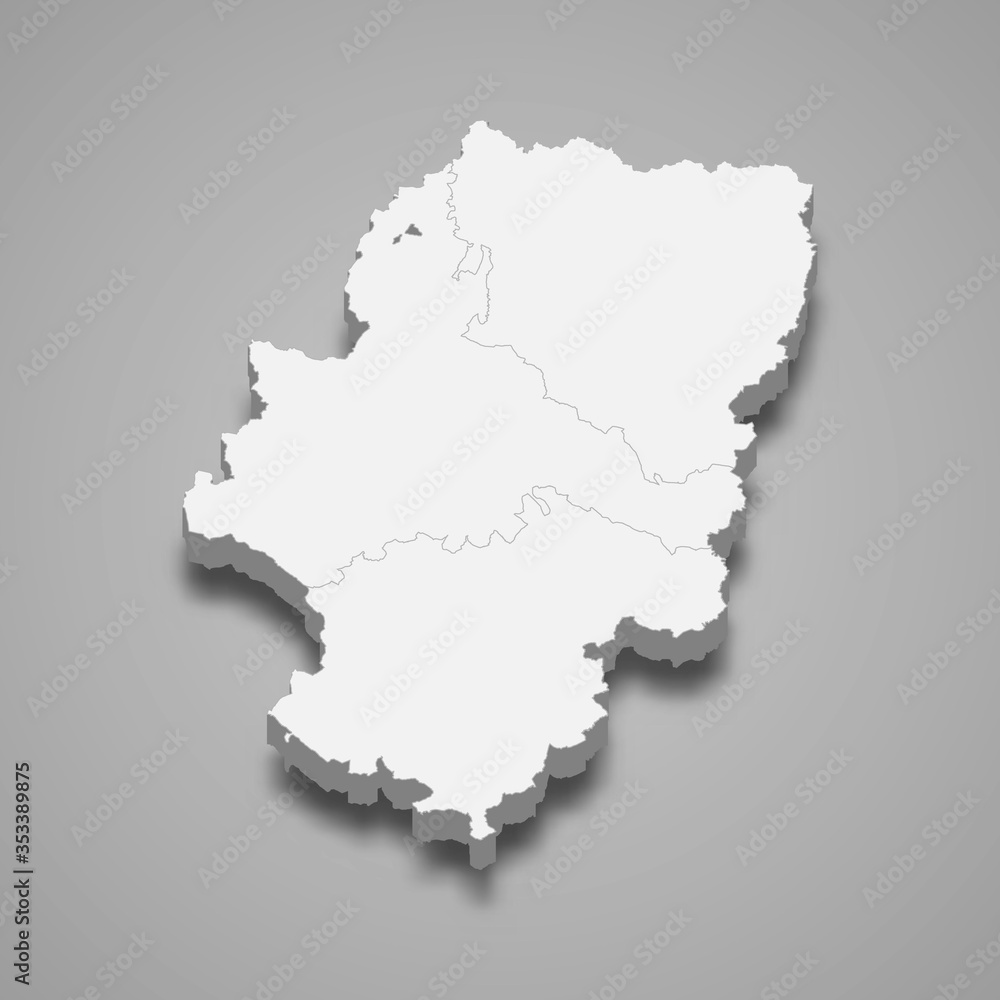 Aragon 3d map region of Spain Template for your design