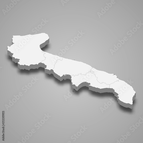 apulia 3d map region of Italy Template for your design