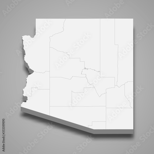 arizona 3d map state of United States Template for your design
