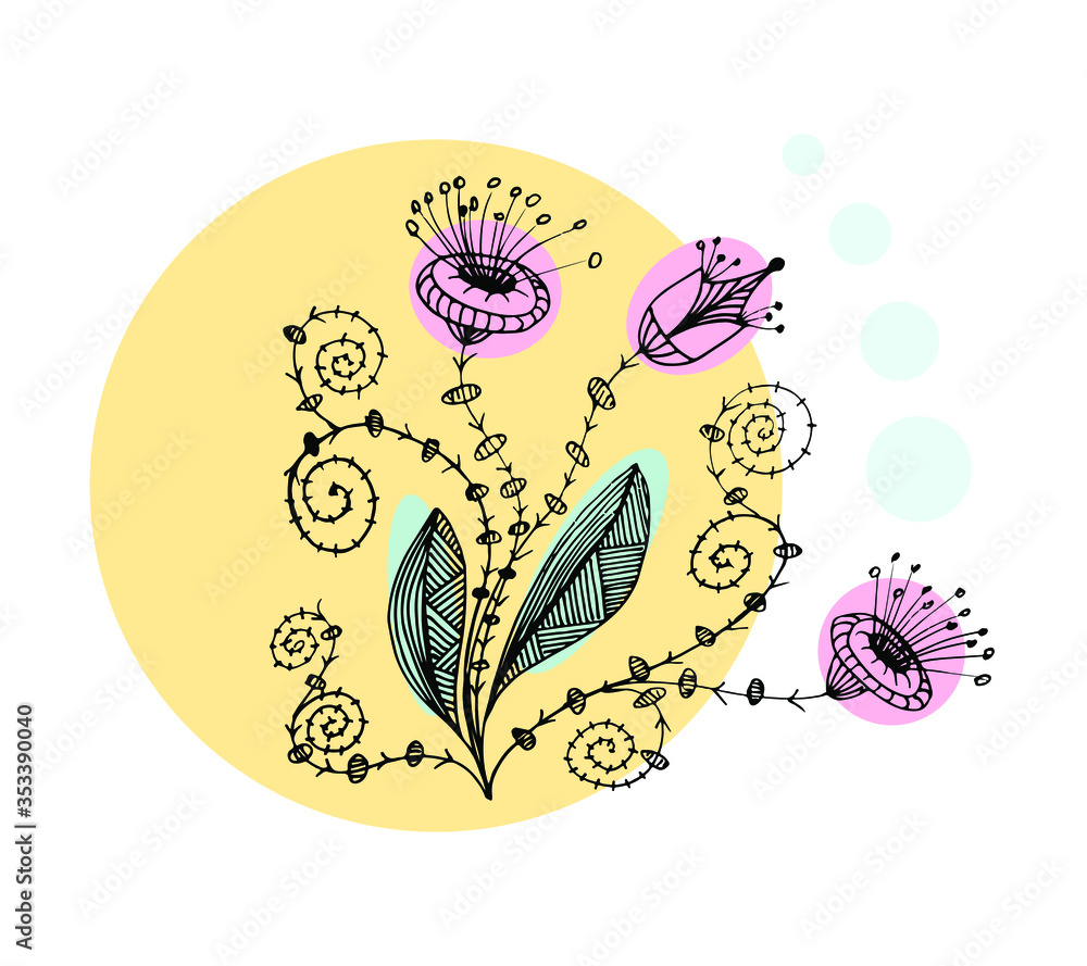 a flower drawn with lines. Abstract flower a flower drawn with lines. Abstract flower