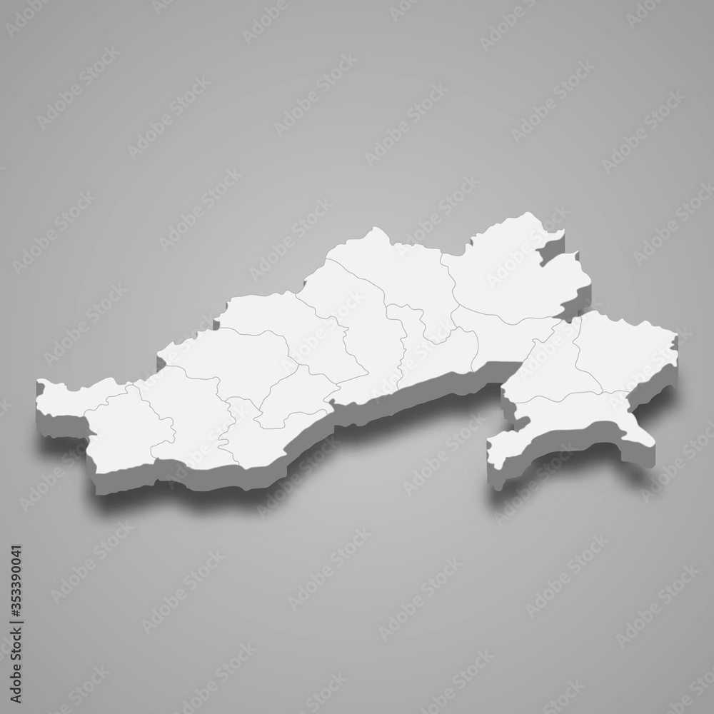arunachal pradesh 3d map state of India Template for your design