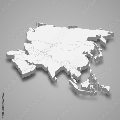 3d map of Asia Template for your design