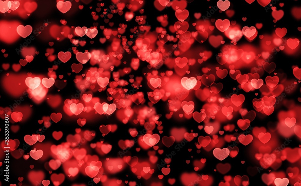 red hearts on dark background - illustration design