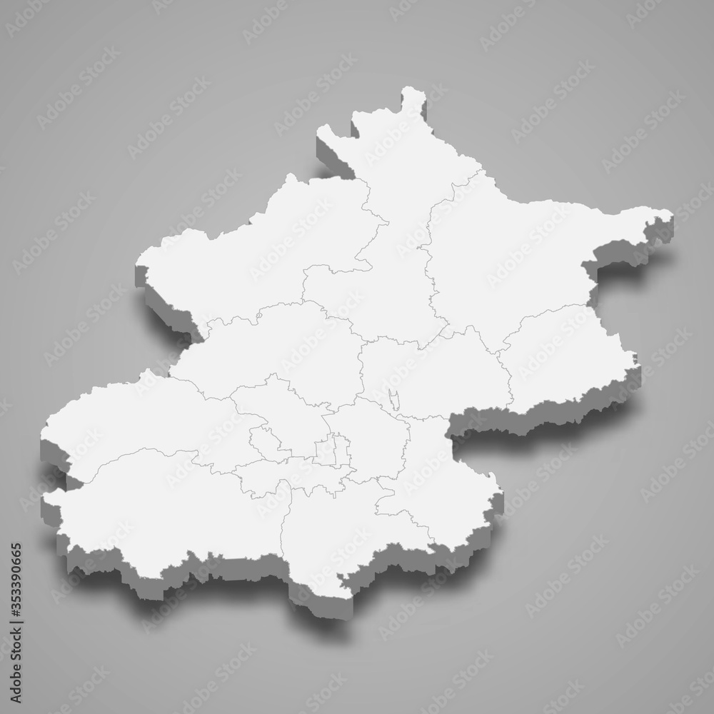 Beijing 3d map province of China Template for your design