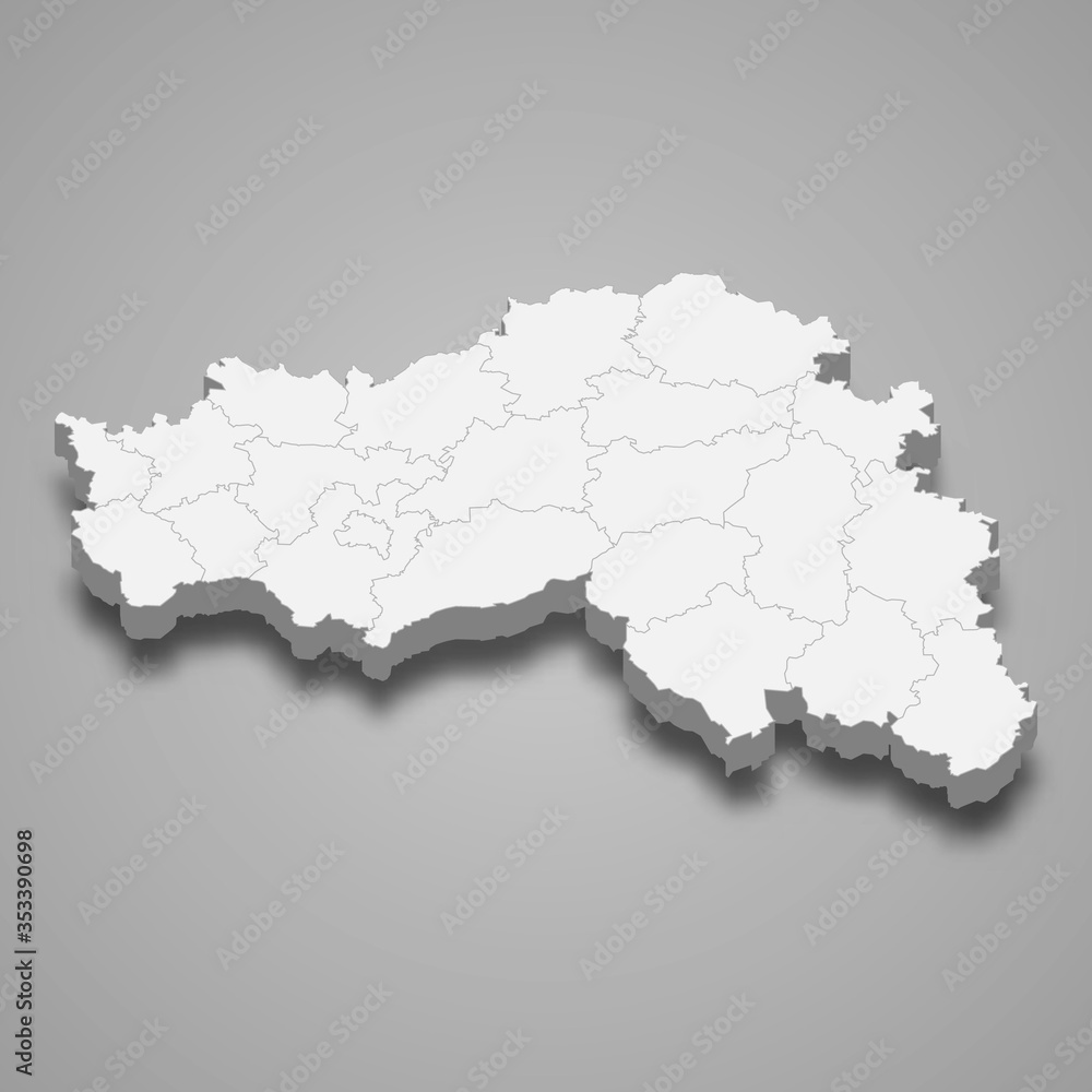 Belgorod Oblast 3d map region of Russia Template for your design