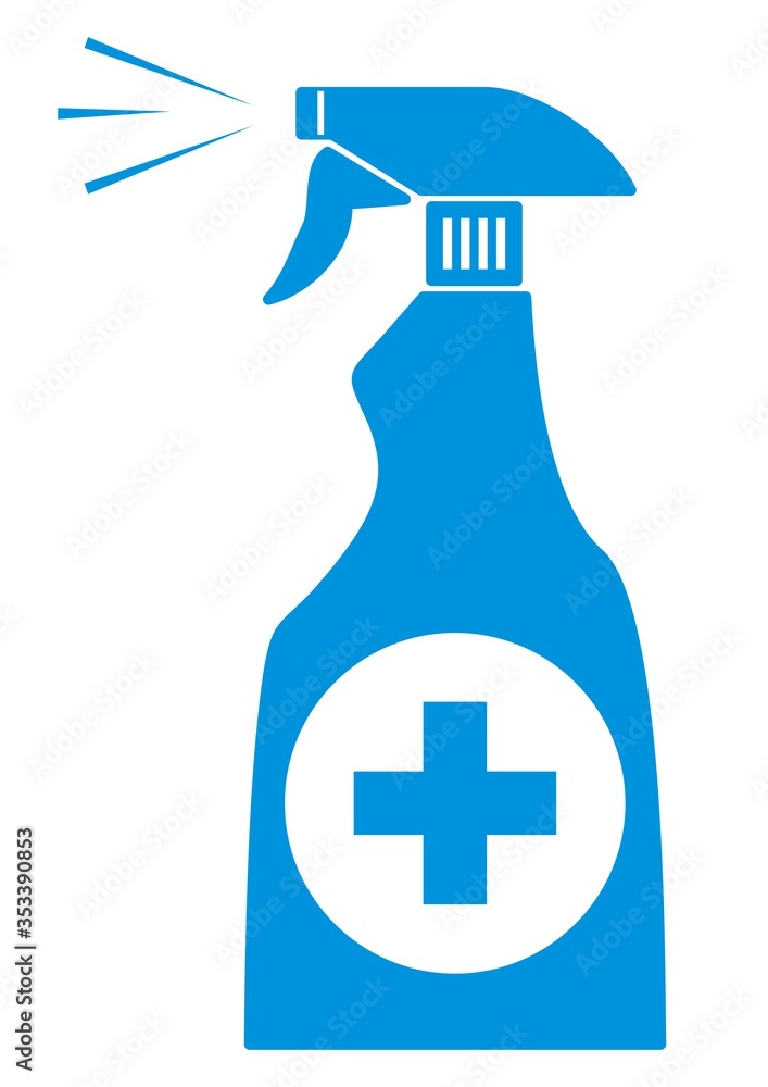 Fototapeta premium blue bottle with disinfection, spray, vector icon