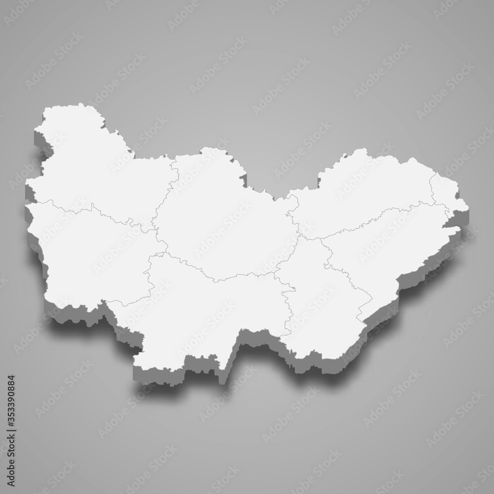 burgundy 3d map region of France Template for your design