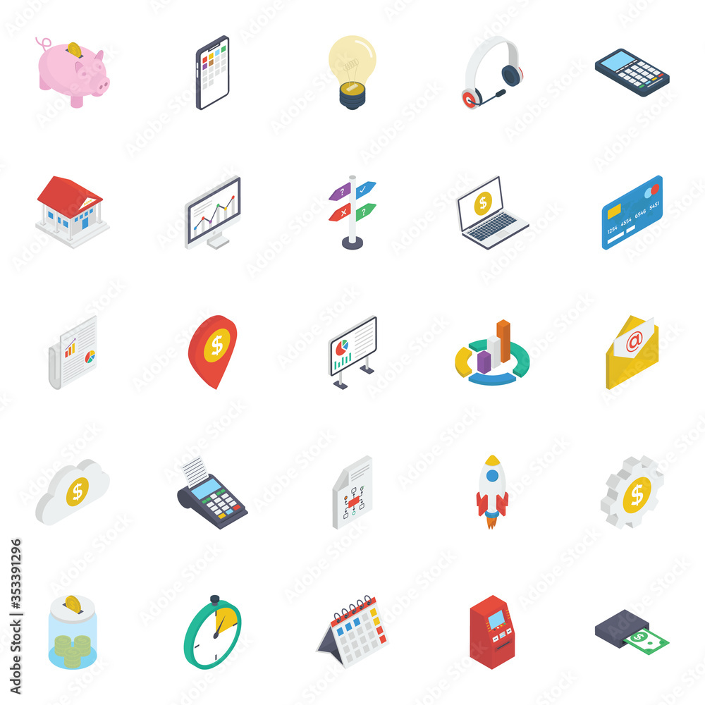 Finance Isometric Icons Pack
Finance Isometric Icons Pack