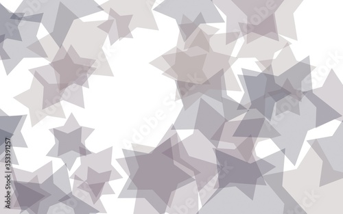 Gray translucent stars on a white background. Gray tones. 3D illustration