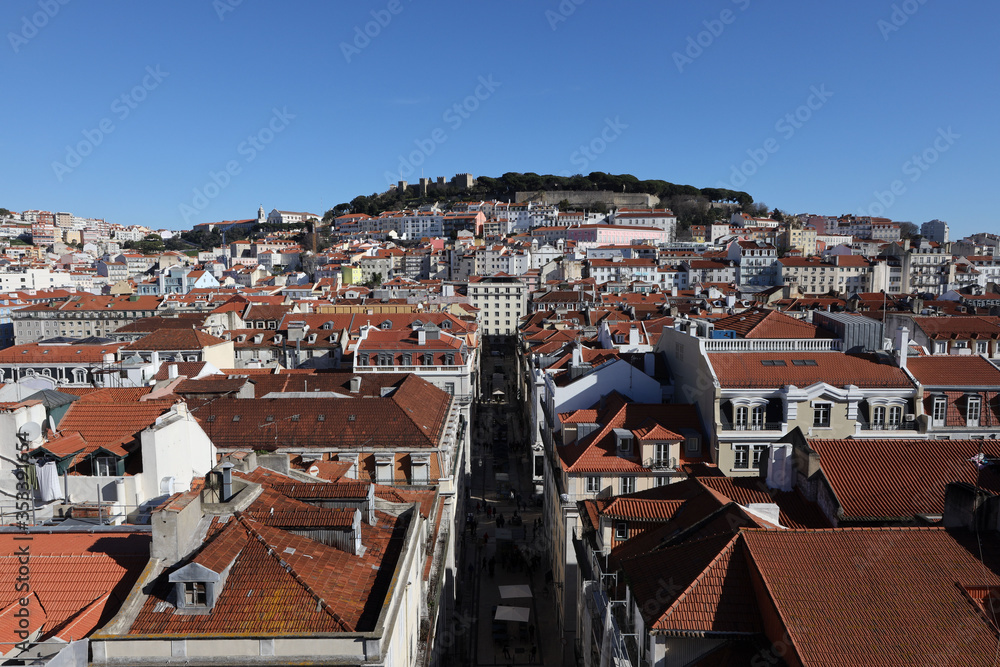 Top view of Lisbon. Beautiful old european city center