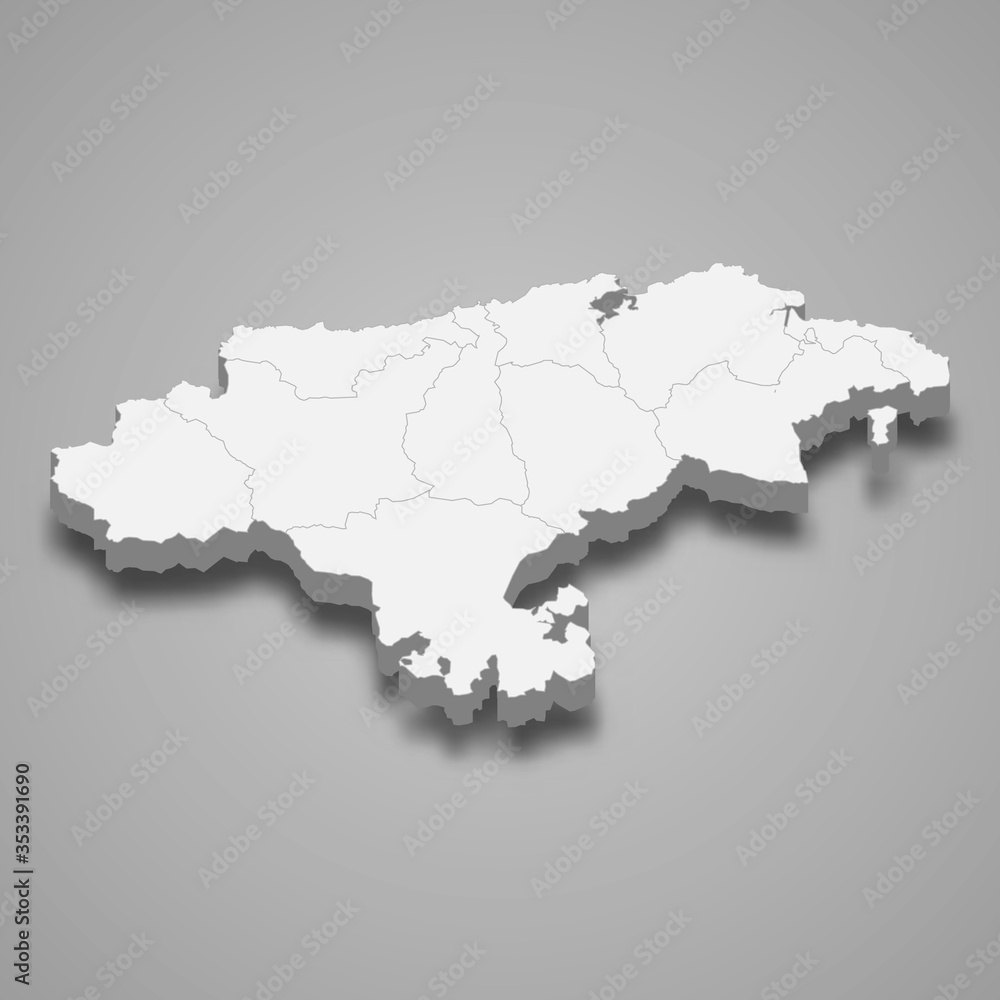 cantabria 3d region of Spain Template for your design