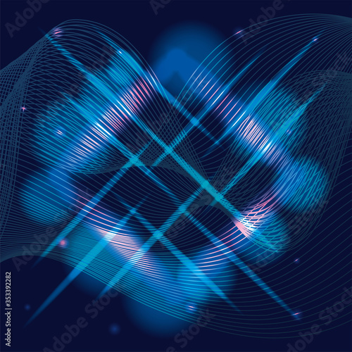 black waves sound blue background