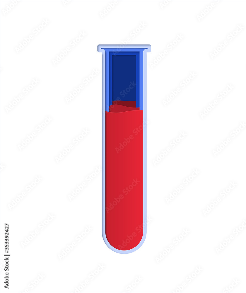 Medical test tube with blood. Analysis. Design in paper style. Vector Medical test tube with blood. Analysis. Design in paper style. Vector