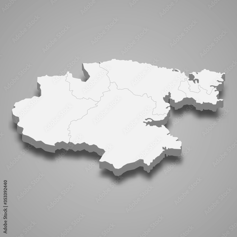 Chukotka 3d map region of Russia Template for your design