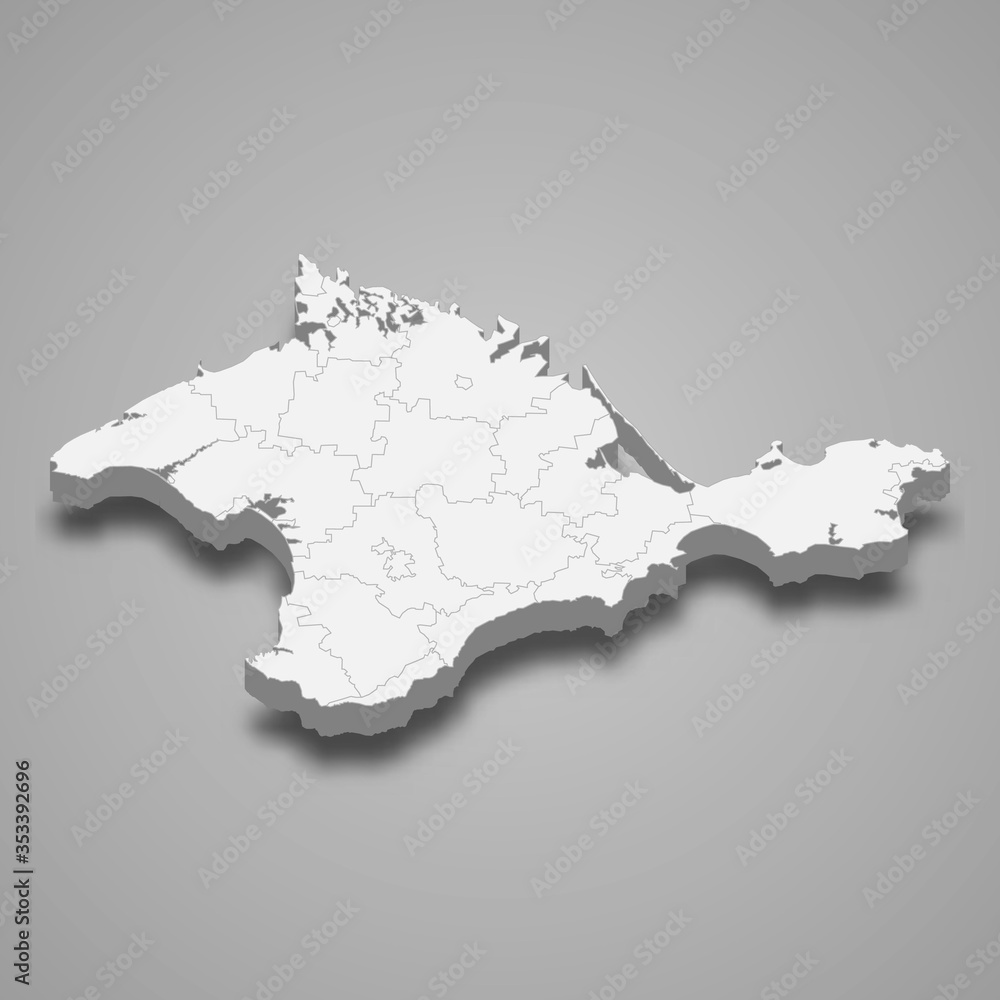 Crimea 3d map region of Russia Template for your design