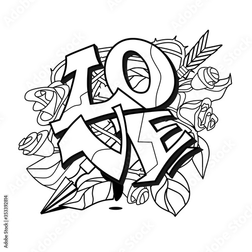 Love lettering in graffiti style. Vector illustration.