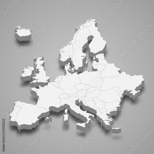 Europe 3d map of europe Template for your design photo
