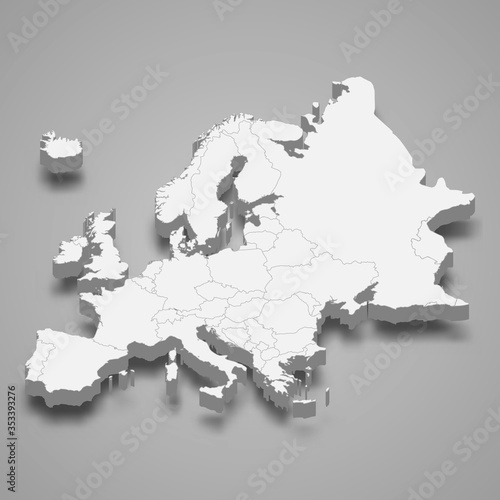 Europe 3d map of europe Template for your design photo