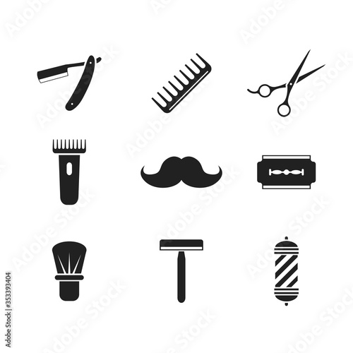 Barber set icon, hipster male isolated vector in flat