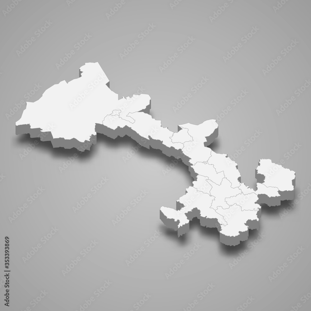 Obraz premium Gansu 3d map province of China Template for your design