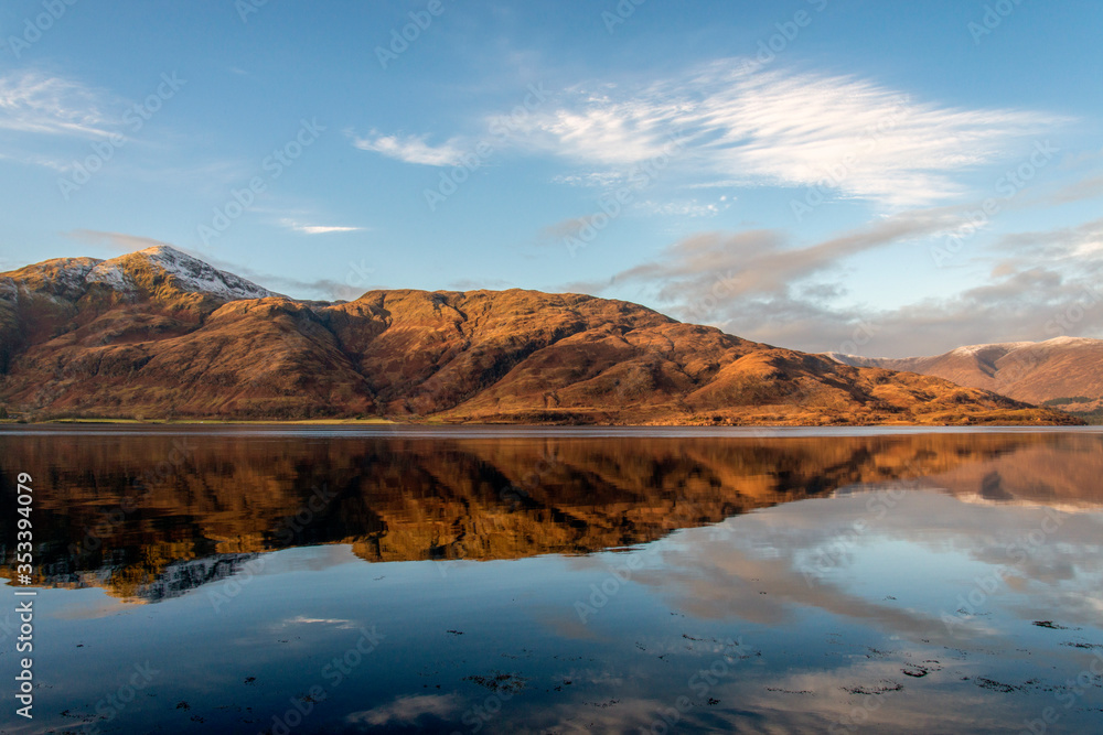 autumn reflections on a still Loch Linnhe, Lochaber