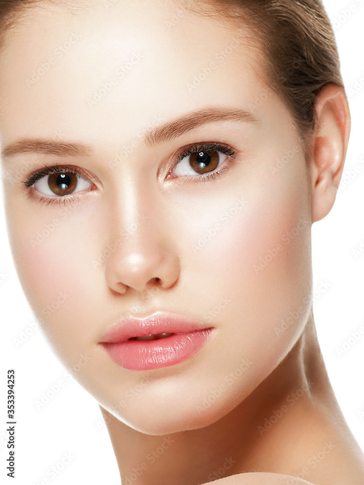 Healthy skin close up face clean fresh beauty make up woman Healthy skin close up face clean fresh beauty make up woman
