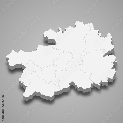guizhou 3d map province of China Template for your design