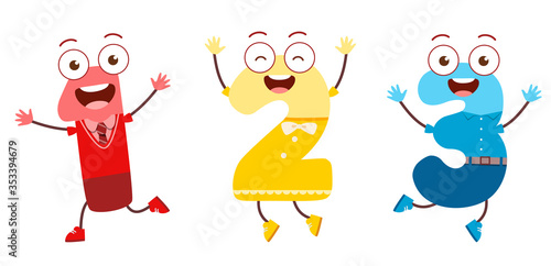 cute number character mascot for kid study