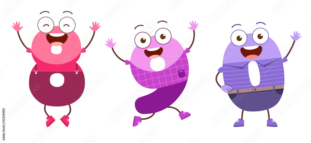Obraz premium cute number character mascot for kid study