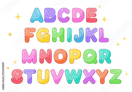 cute alphabet character set for kids study