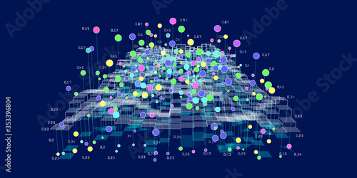 Abstract  background  big data visualization with color dots. Futuristic infographics design. Social network or business concept.